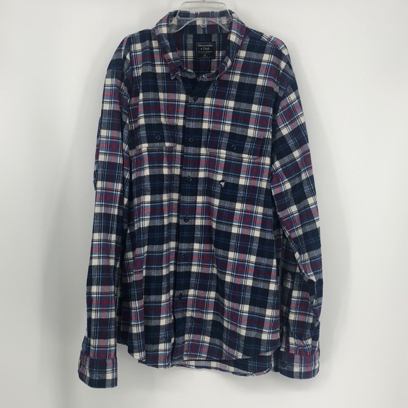 Abercrombie & Fitch Flannel Button Down Long Sleeve-Size XXL NWT
